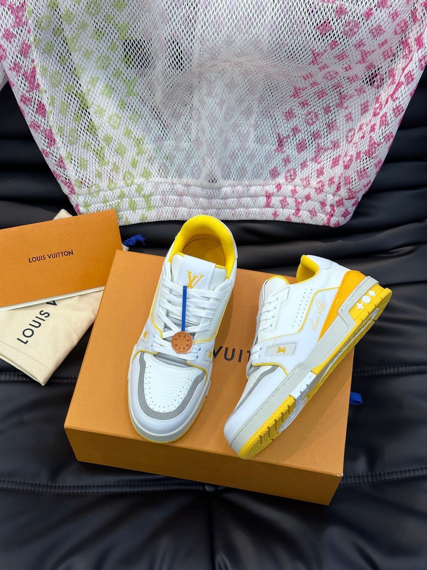 LUV Women's Yellow and White Trainer Sneakers-097 Designer Sneakers