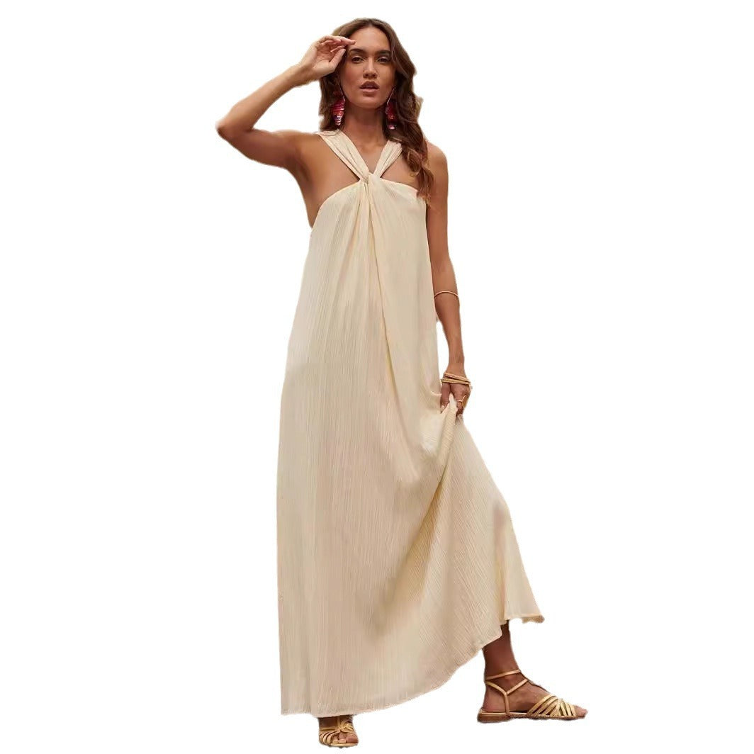Backless Cross Shoulder Strap Dress Women Nyzzle