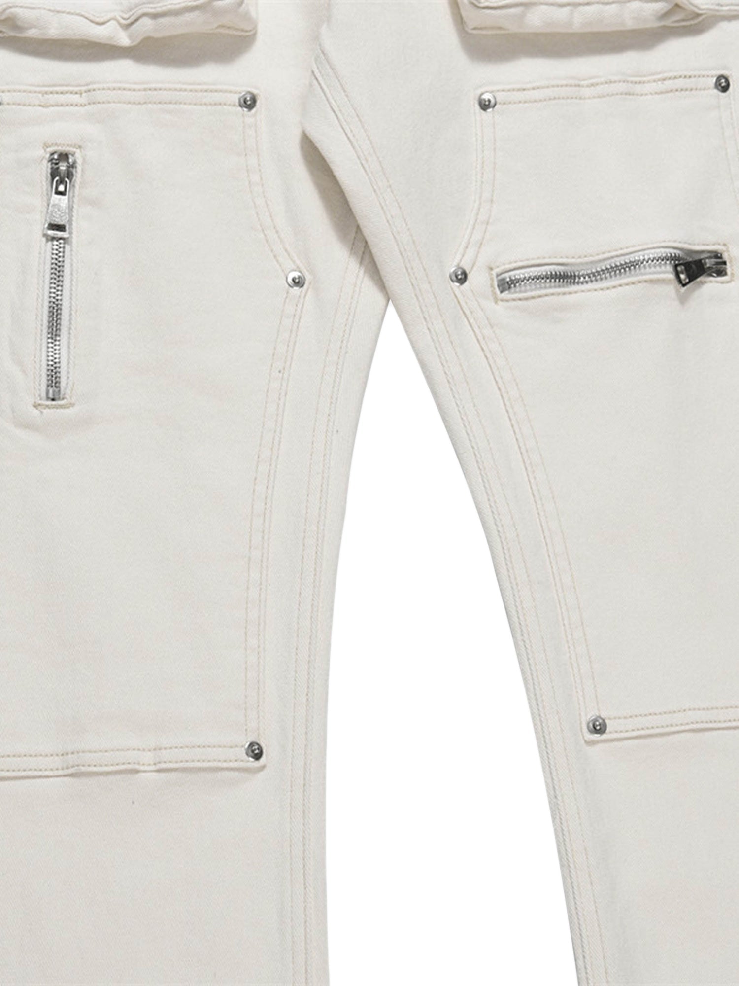 Sneakerhill High Street Zipper Patchwork Pocket Denim Pants SP230224VF94