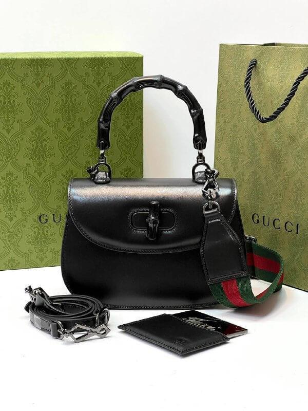 GG Bamboo 1947 mini top handle bag black Reeby Bags
