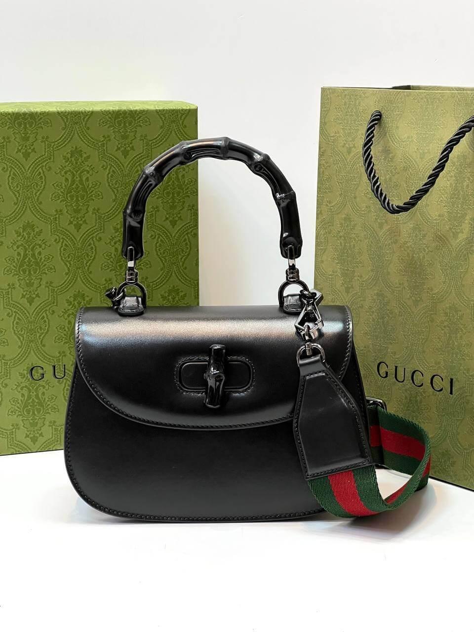 GG Bamboo 1947 mini top handle bag black Reeby Bags