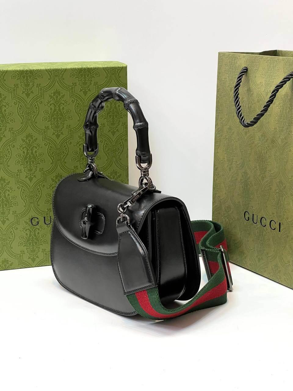 GG Bamboo 1947 mini top handle bag black Reeby Bags