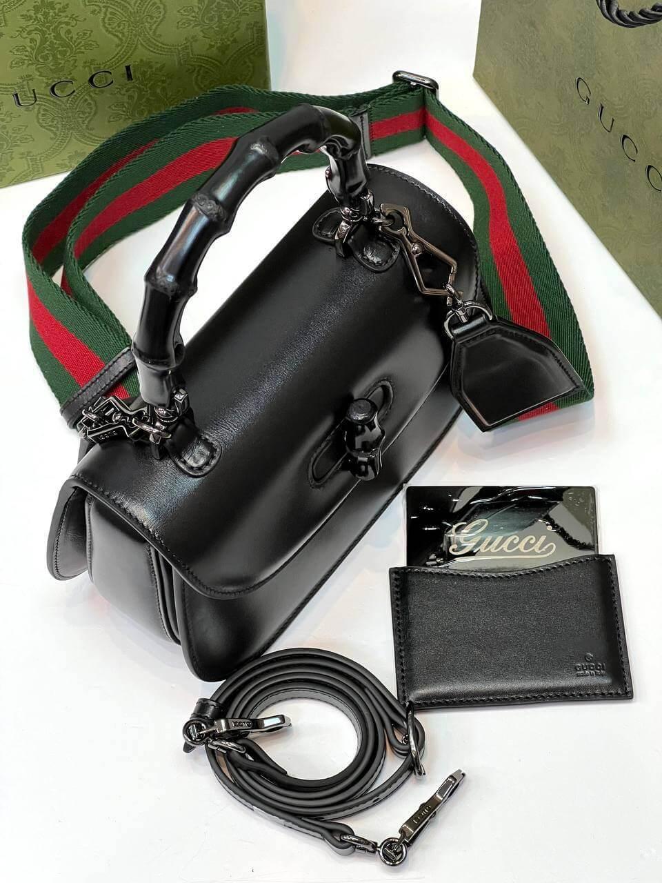 GG Bamboo 1947 mini top handle bag black Reeby Bags