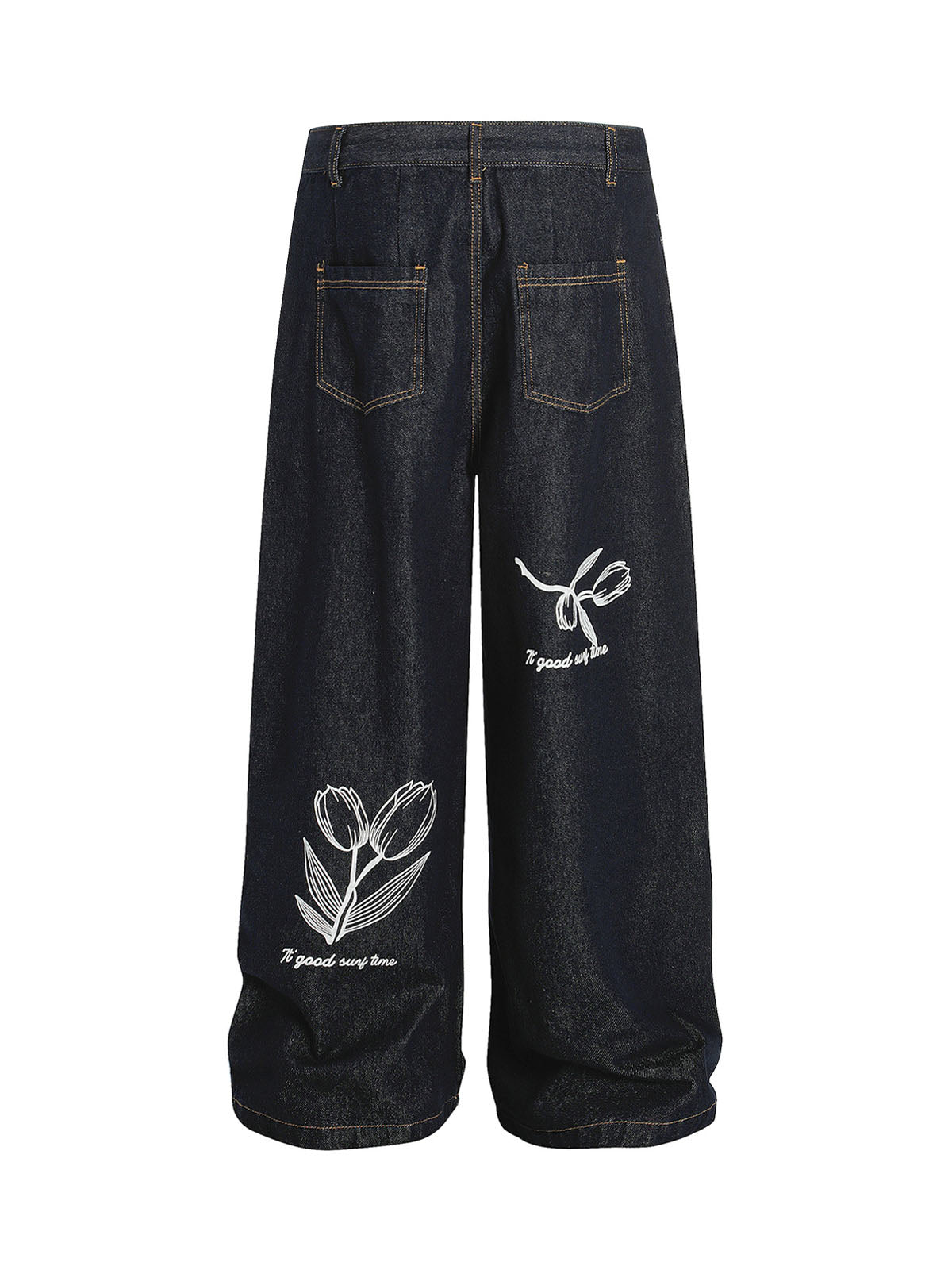 Vintage Graffiti Floral Print Jeans - Goatlv