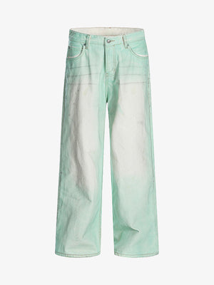 Distressed Handmade Luminous Mud-dyed Paint Jeans - Goatlv