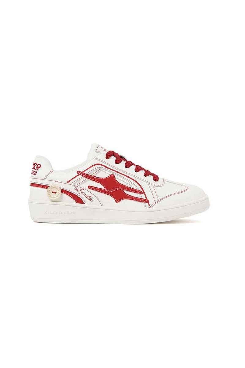 Classic Low-Top Sneakers White with Red Accents