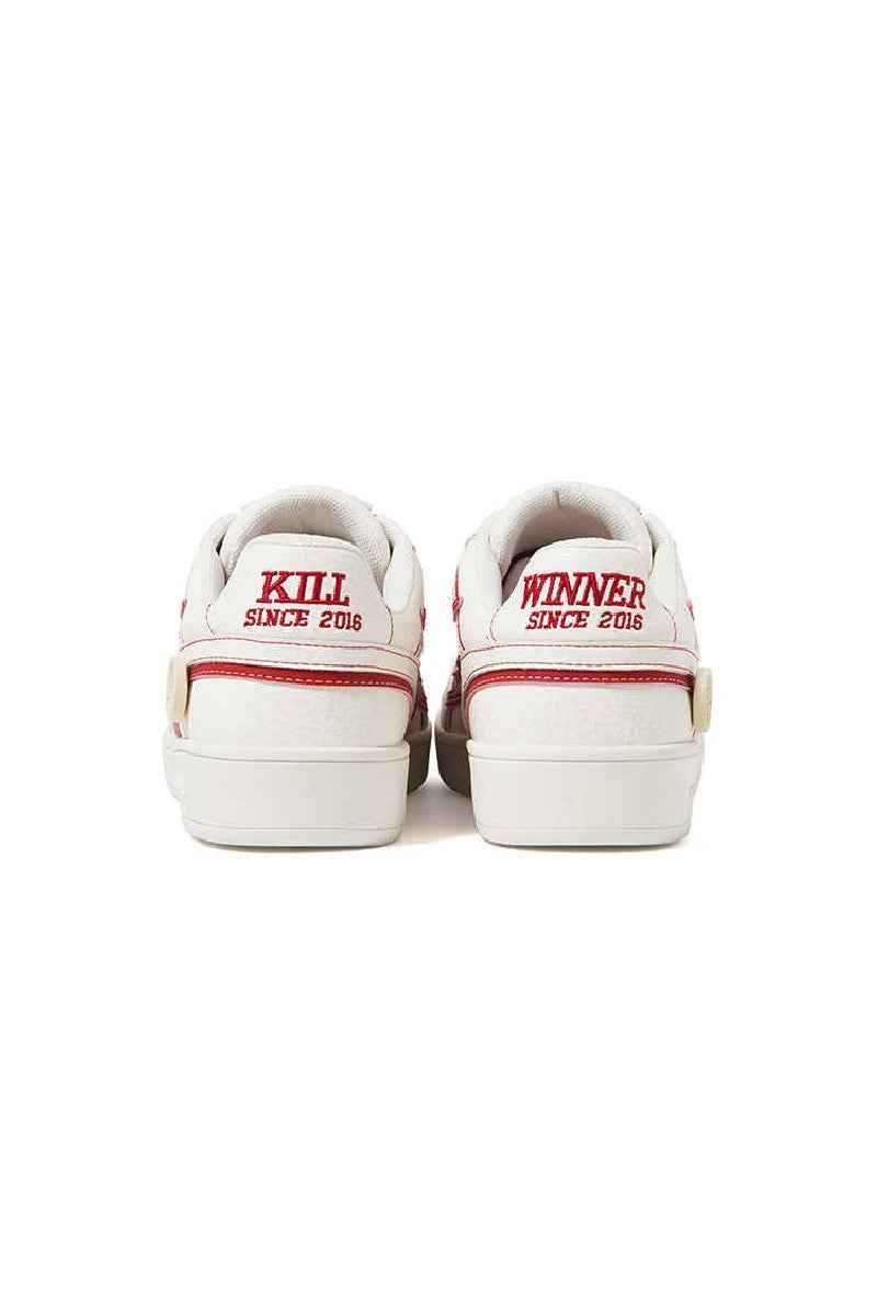 Classic Low-Top Sneakers White with Red Accents