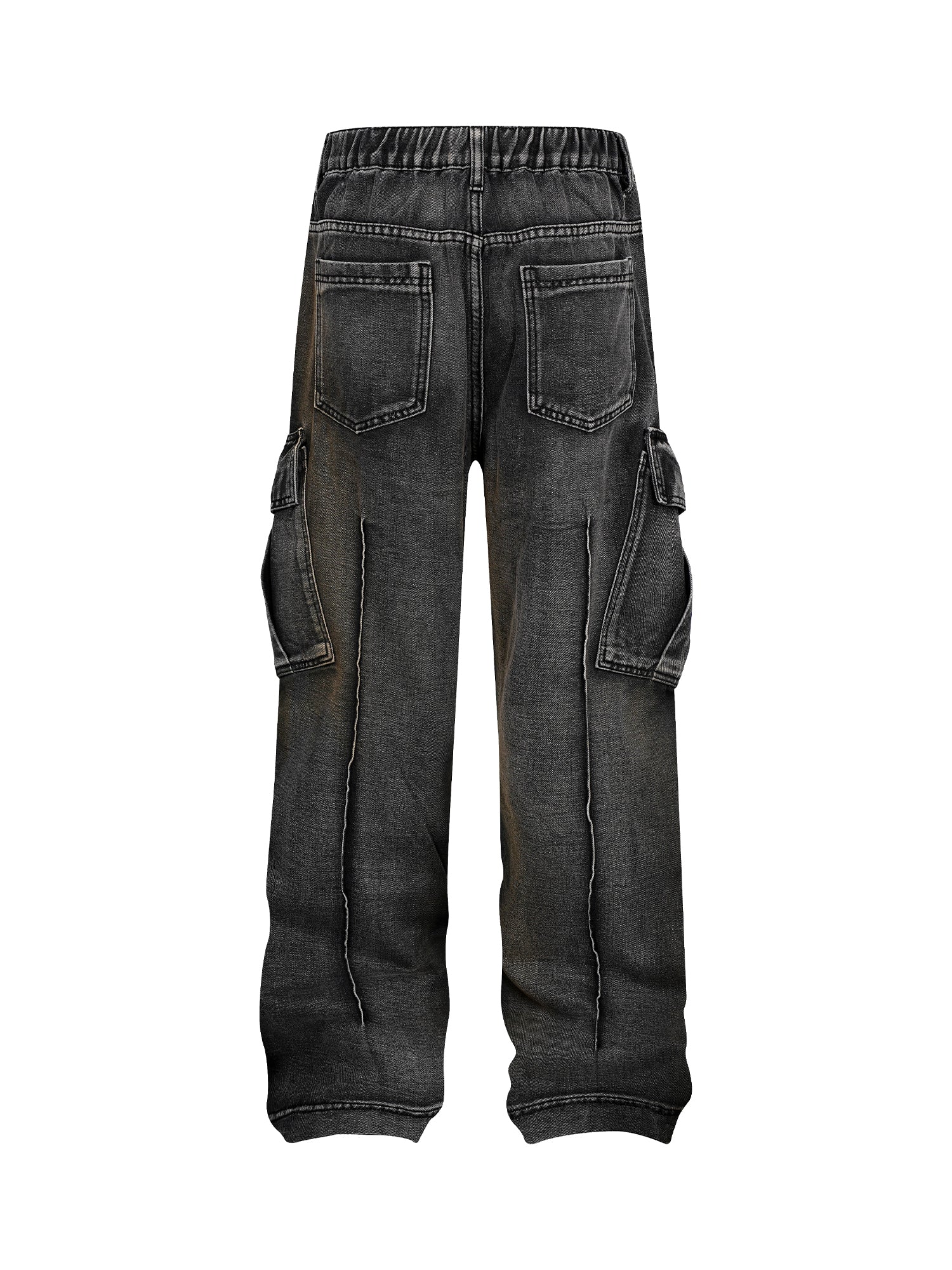 Washed Distressed Pleated Cargo Jeans - Goatlv