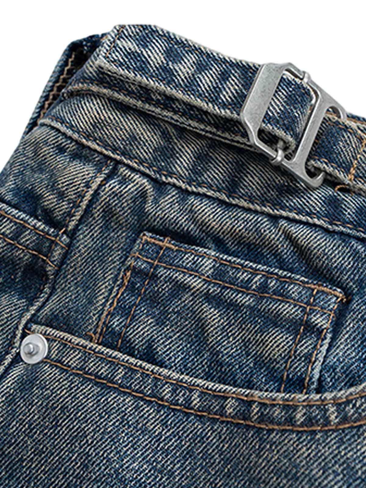 Retro Stitching Faux Two-Piece Camouflage Jeans - 2413 - Goatlv