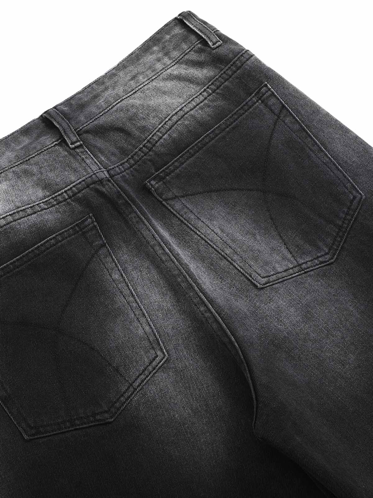 Washed Raw Edge Straight Jeans - Goatlv