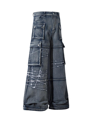 Goatlv High Street Embroidery Hip-Hop Jeans - 2122 - Goatlv