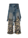 Retro Stitching Faux Two-Piece Camouflage Jeans - 2413 - Goatlv