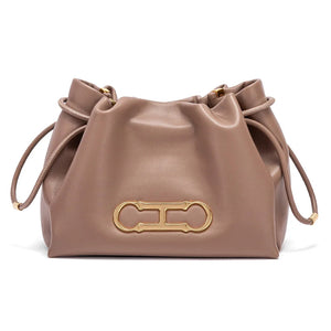 Chic Solid Color Retro Style Women's Drawstring Shoulder Bag Trendha