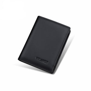 Men's Short Leather Wallet – Genuine Cowhide Card Holder with Coin Pocket Trendha