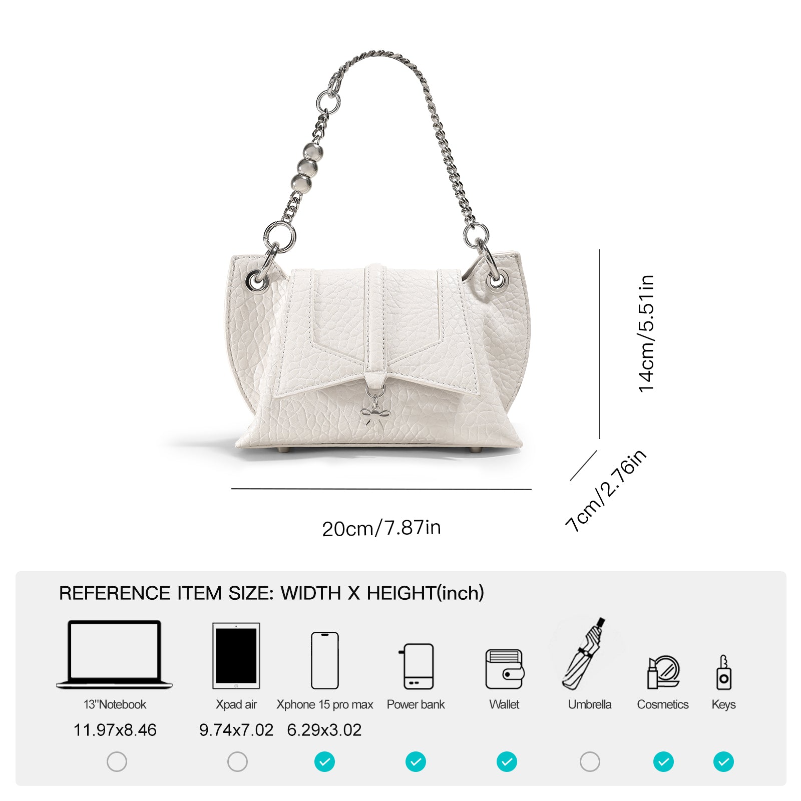 High-End Texture White Butterfly Wing Shoulder Crossbody Bag Trendha