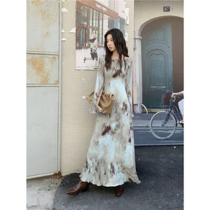 Printed Long With Large Hem Dress Nyzzle