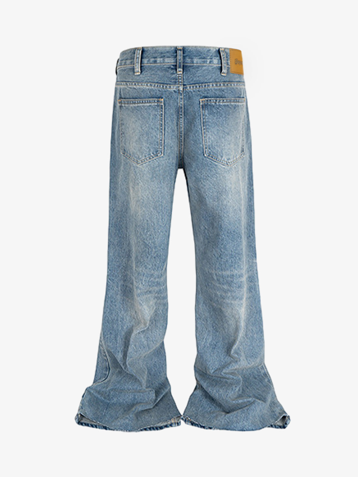 Washed Whitened Flared Jeans - Goatlv
