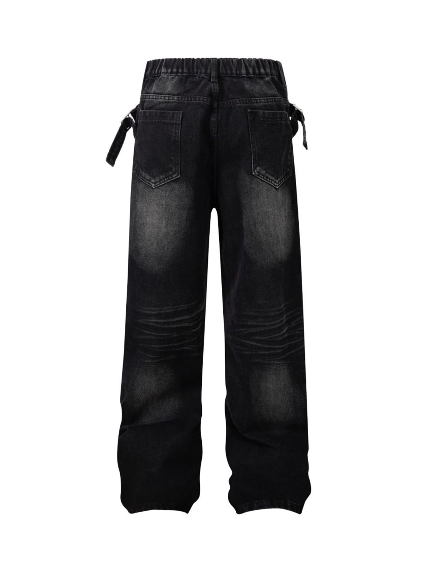 Goatlv Washed Distressed Waistband Straight Jeans - Goatlv
