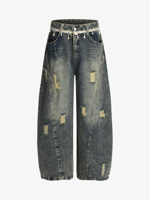 Vintage Washed Ripped Scimitar Jeans - Goatlv