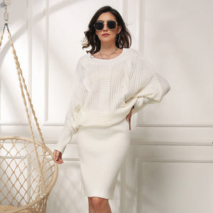 Autumn And Winter New Loose Batwing Sleeve Dress Sweater Nyzzle