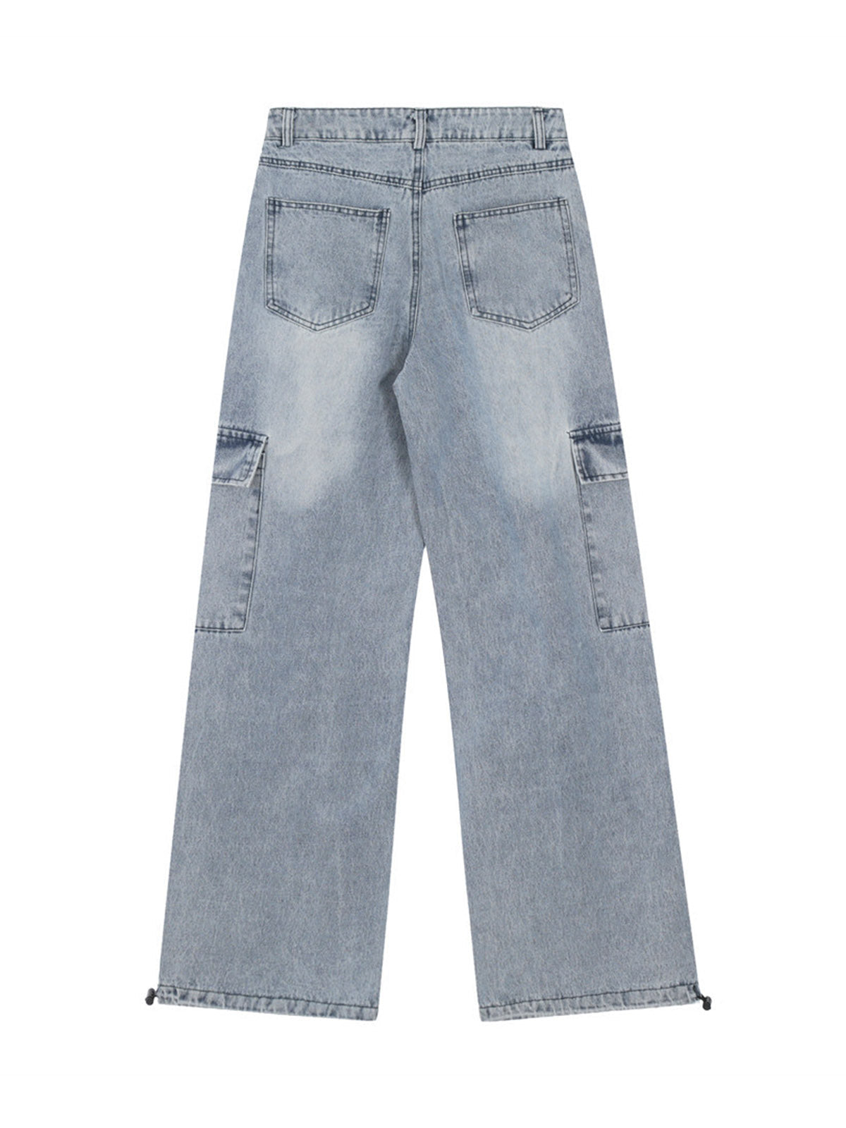 Side-Scarf Pleated Baggy Jeans - Goatlv