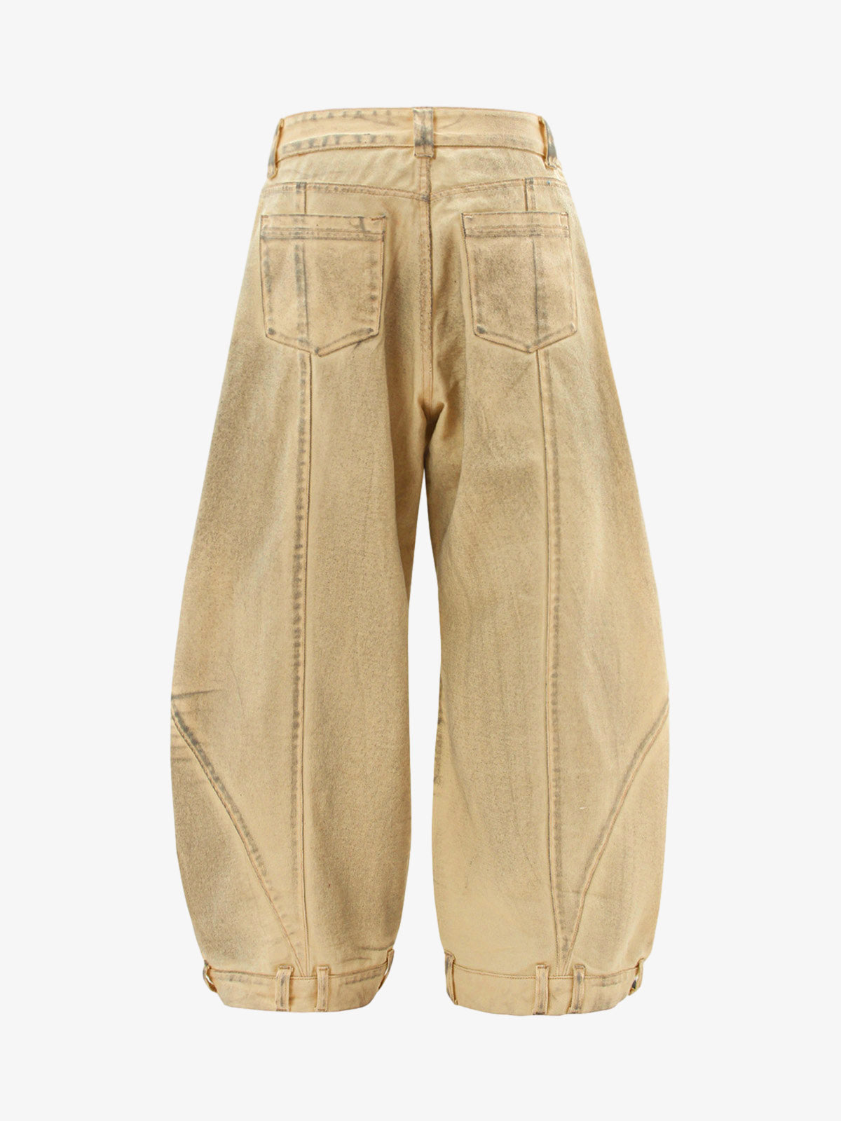Washed Distressed Detachable Scarf Barrel Jeans - Goatlv