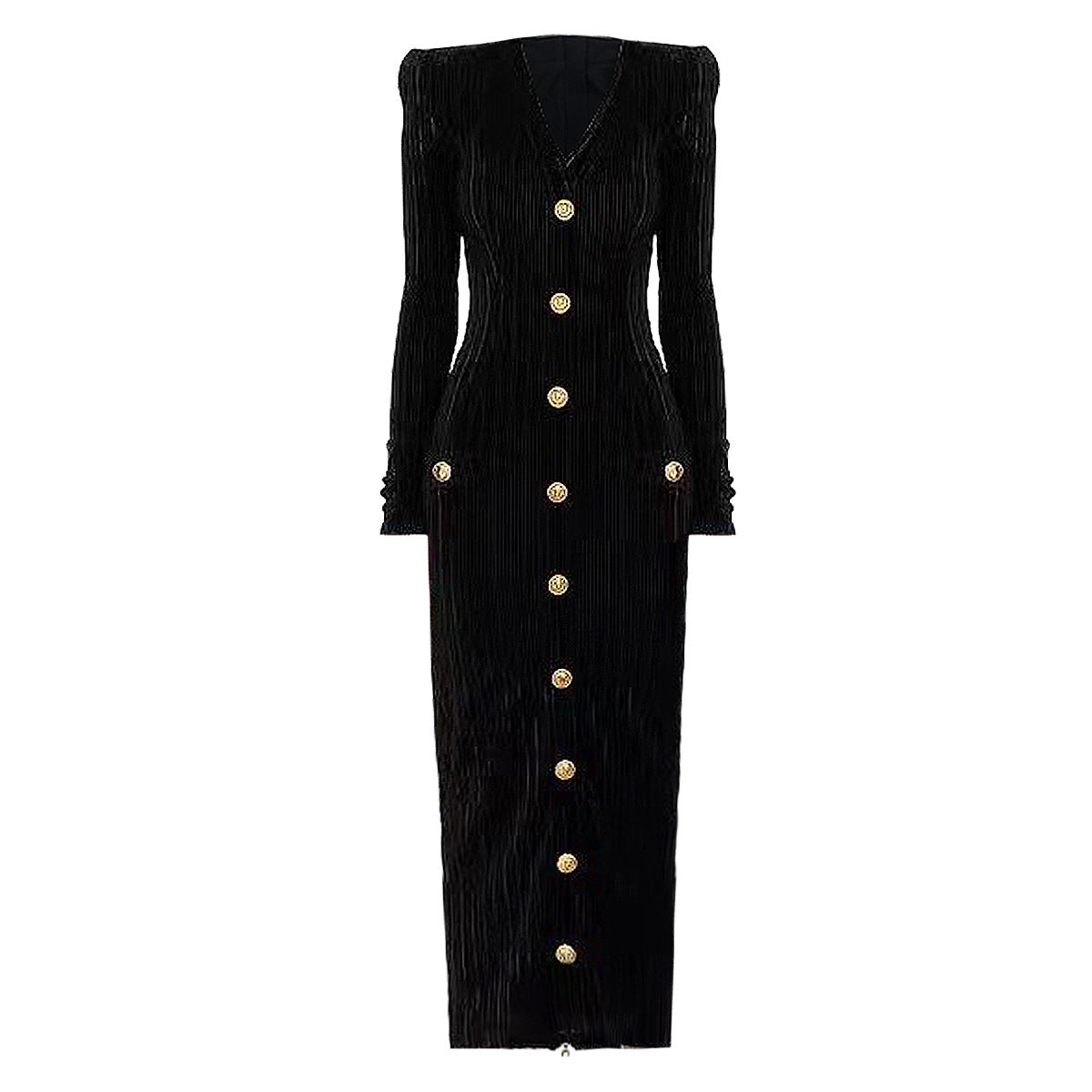 Velvet Long Sleeves Slim Fit Slimming Dress Back Zipper Nyzzle