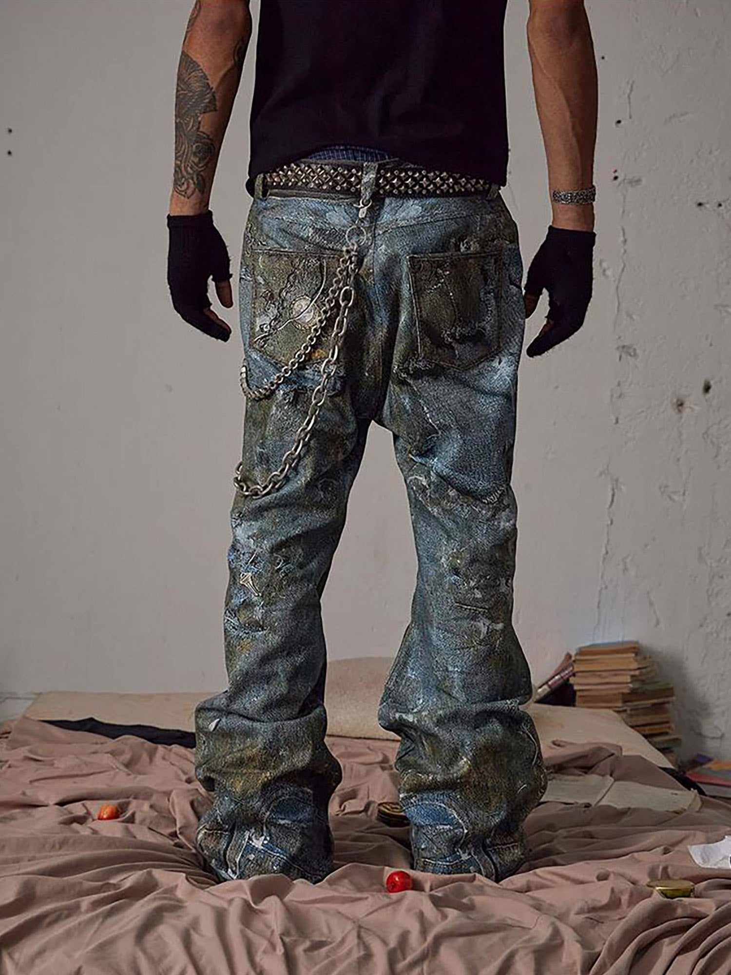 Goatlv Graffiti BORO Destruction Chain Jeans - 2110 - Goatlv