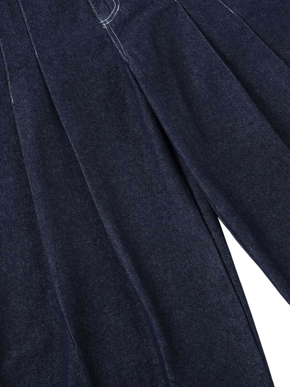 Deconstructed Contrast Stitching Pleated Baggy Barrel Jeans - 2343 - Goatlv