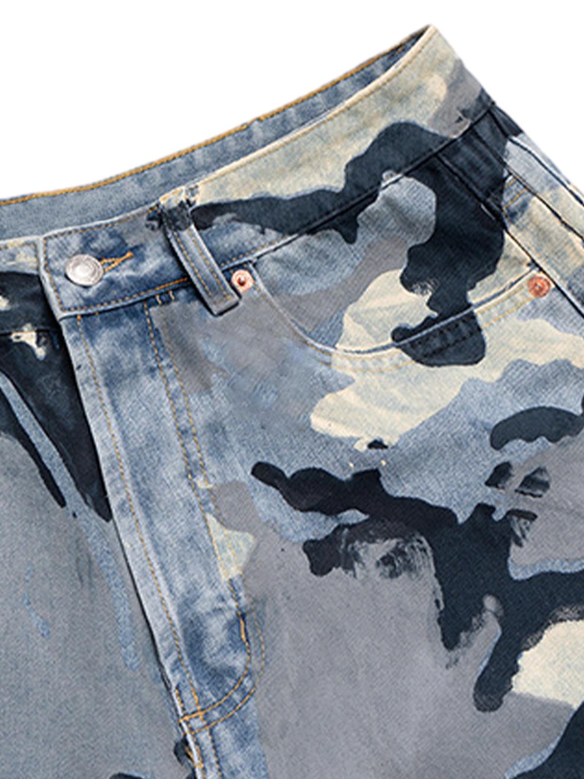 Street Retro Camouflage Baggy Jeans - 2395 - Goatlv