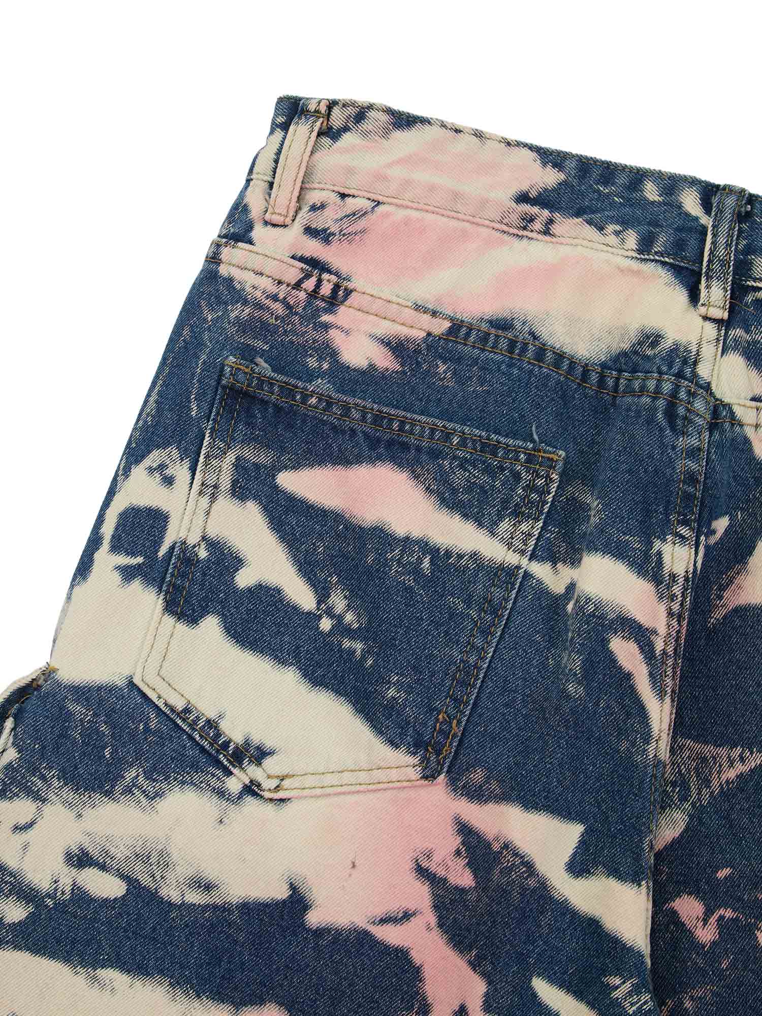 Goatlv Tie-dye Waste Style Camouflage Cargo Jeans - Goatlv