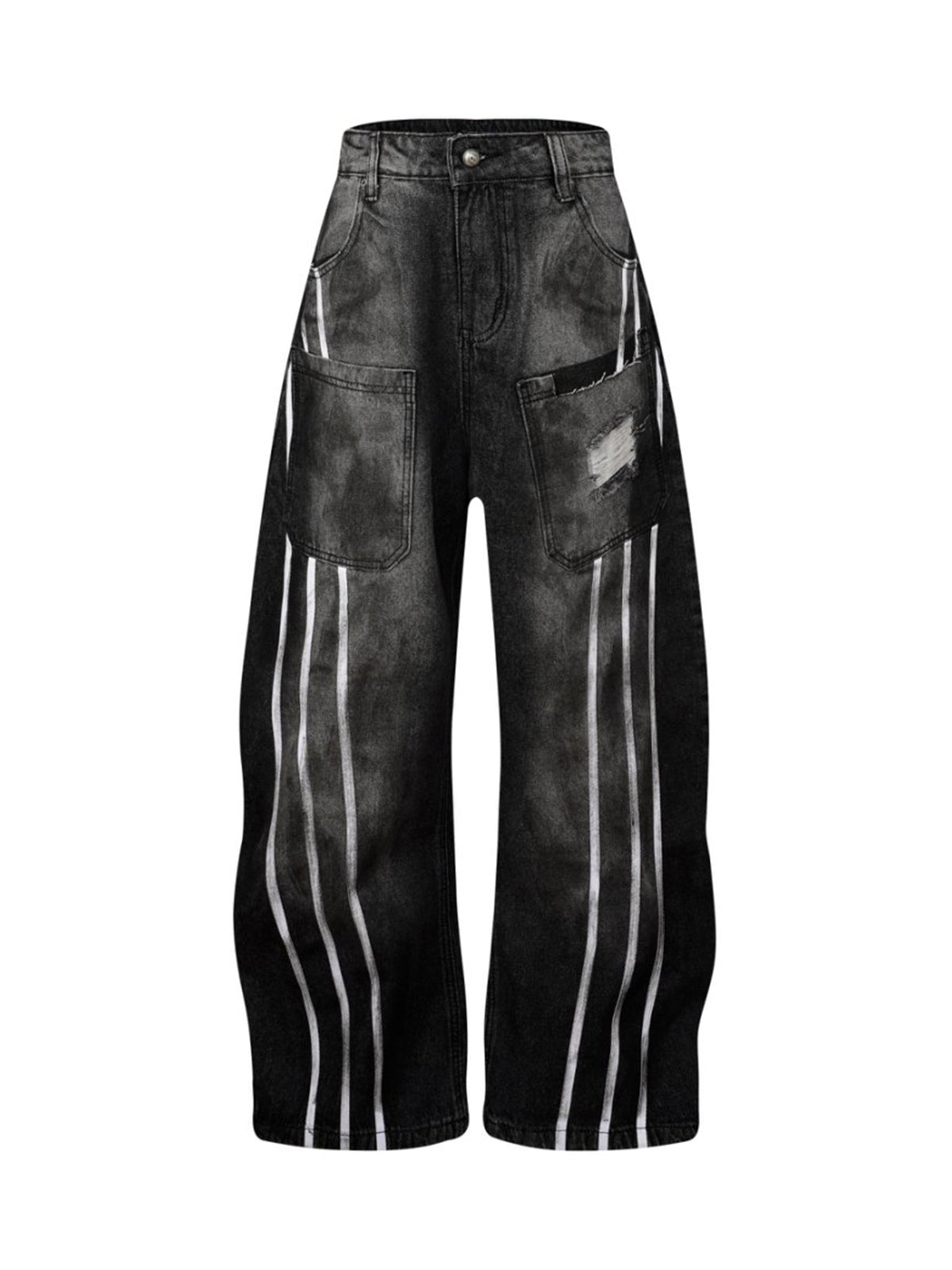 Street Stripe Dirty Dye Barrel Jeans - Goatlv