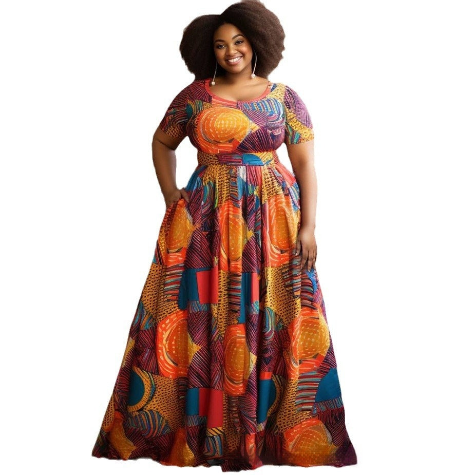 Pleated Printing Temperament Commute Dress Nyzzle
