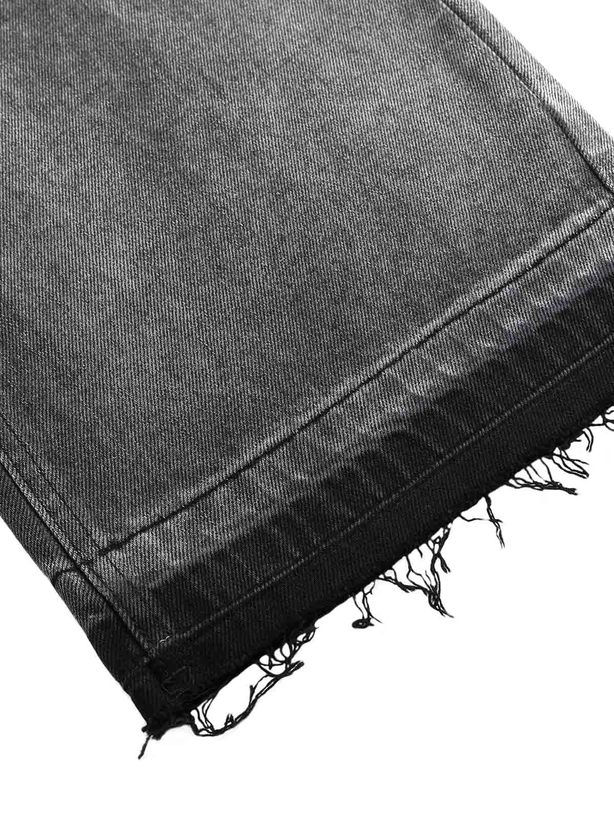 Washed Raw Edge Straight Jeans - Goatlv