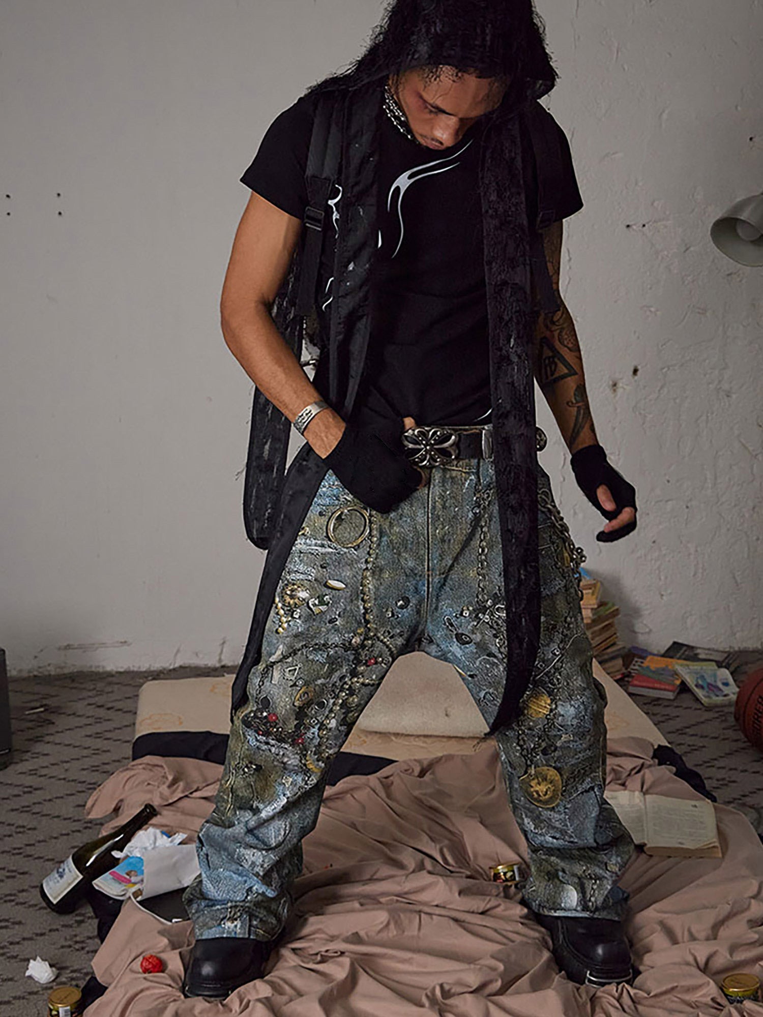 Goatlv Graffiti BORO Destruction Chain Jeans - 2110 - Goatlv