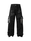 Vintage Washed Distressed Multi Pocket Cargo Jeans - Goatlv