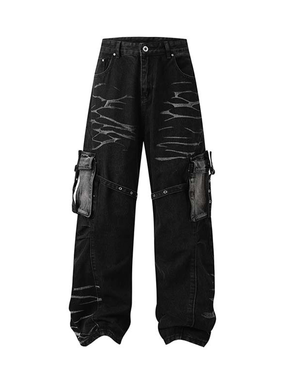 Vintage Washed Distressed Multi Pocket Cargo Jeans - Goatlv
