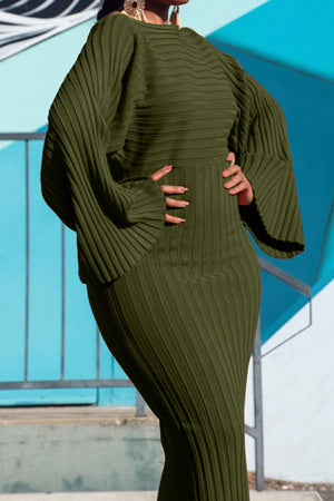 European And American Winter Long Sleeve Solid Color Rib Fabric Sheath Dress Nyzzle
