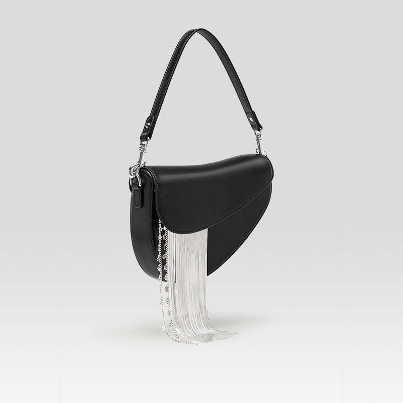 Luxury Leather Tassel Crossbody Saddle Bag for Women Trendha