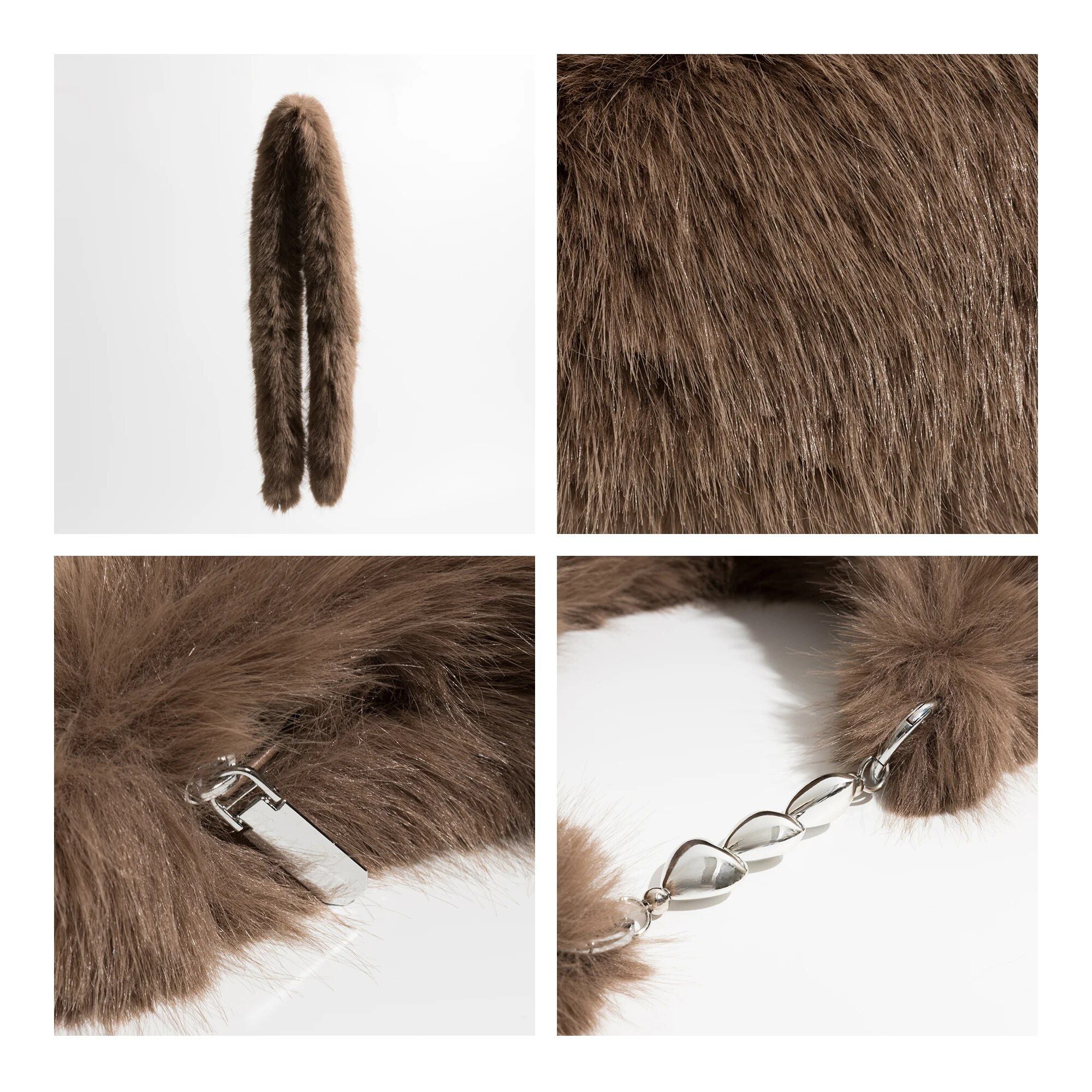 Chic Fuzzy Faux Fur Half Moon Shoulder Bag Trendha