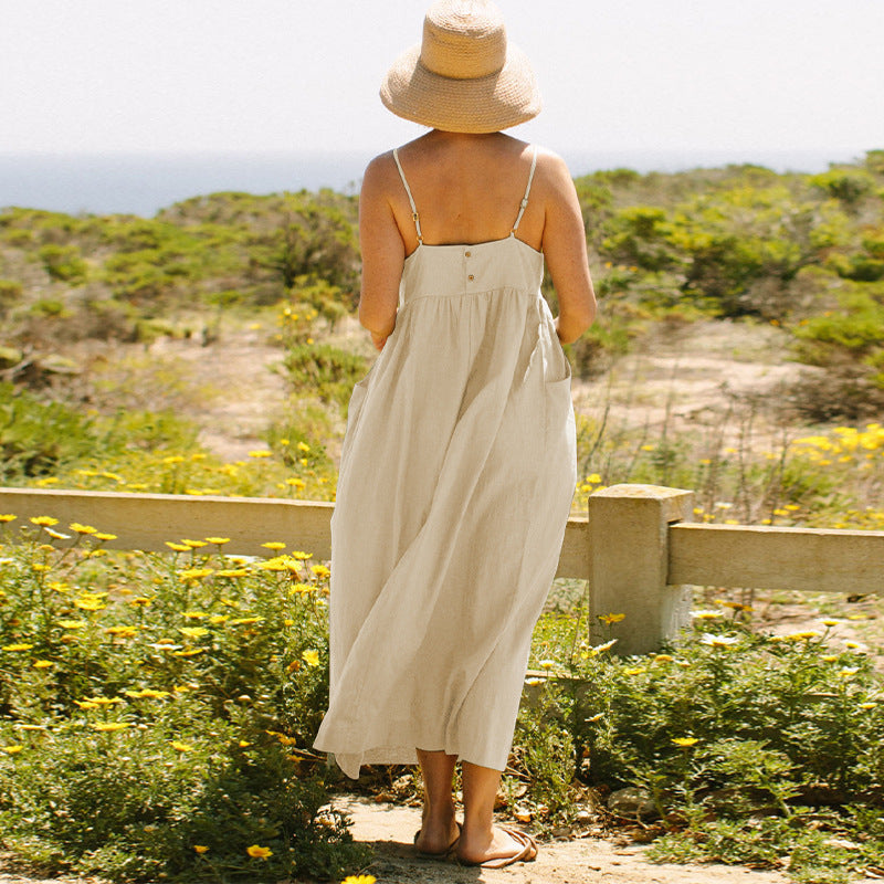 Women's Cotton Sling Dress French Design Nyzzle