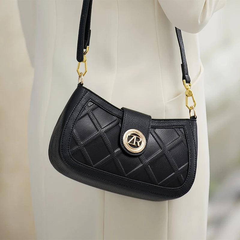 Handcrafted Genuine Leather Woven Crossbody Messenger Bag for Women Trendha