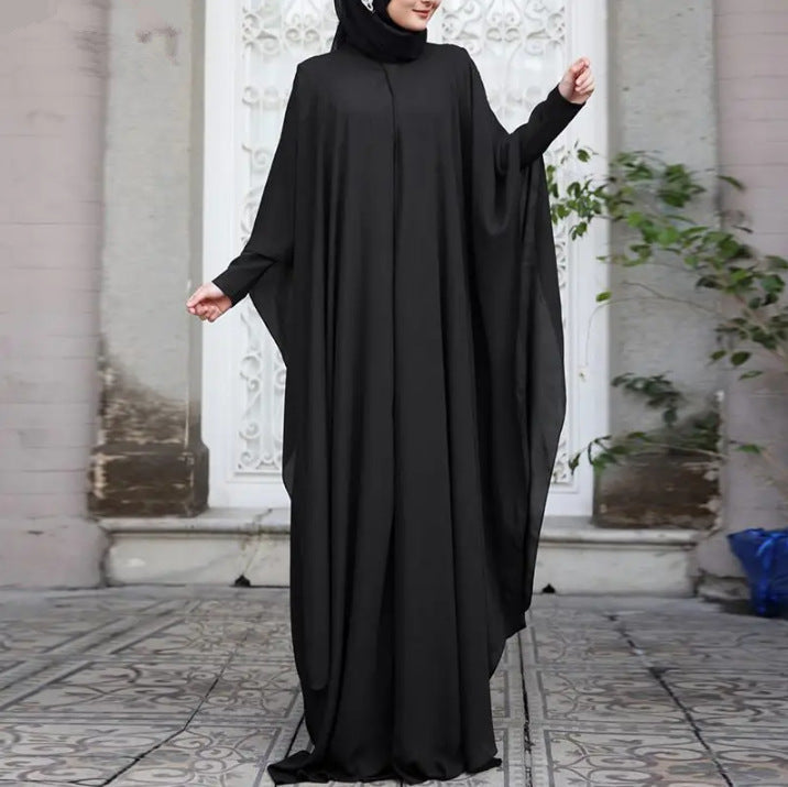 Artistic Retro Leisure Loose Plus Size Crew Neck Dress Nyzzle