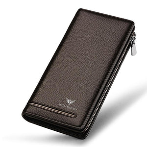Long Leather Wallet for Men – Large Capacity Zipper Card Holder and Clutch Trendha
