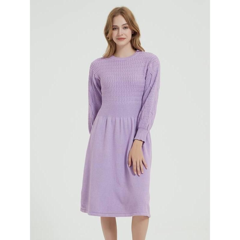 Elegant Long Sleeve Knitted Sweater Dress Nyzzle
