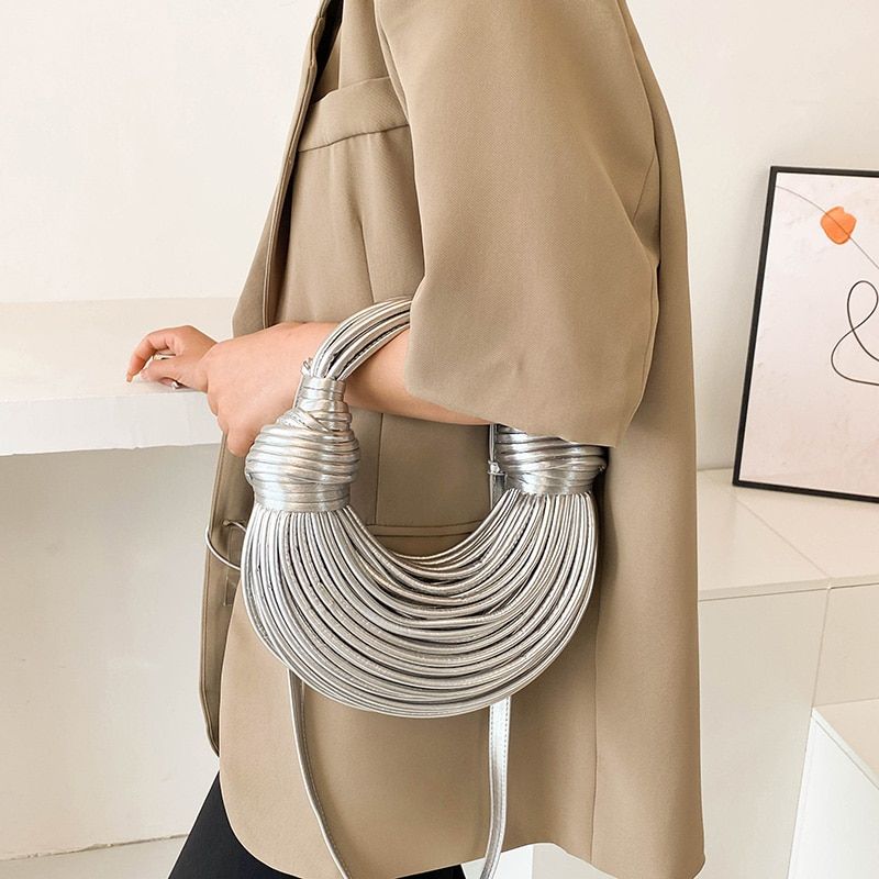 Golden Noodle Knot Evening Clutch Trendha