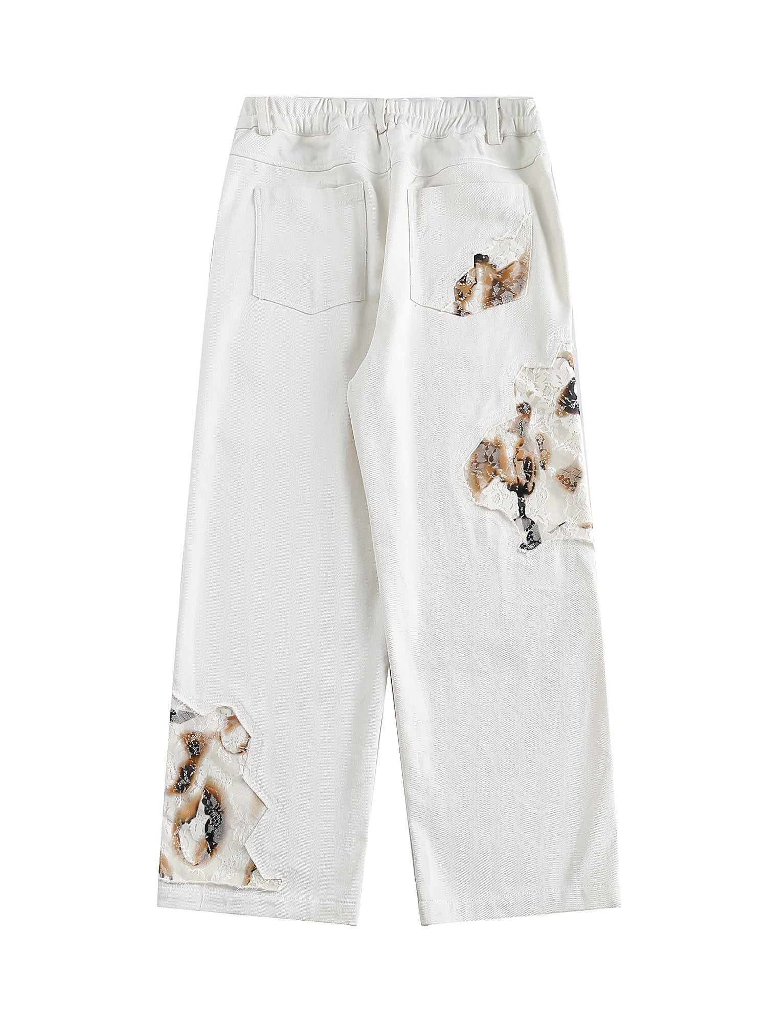 Goatlv American Retro Lace Patchwork Jeans - Goatlv