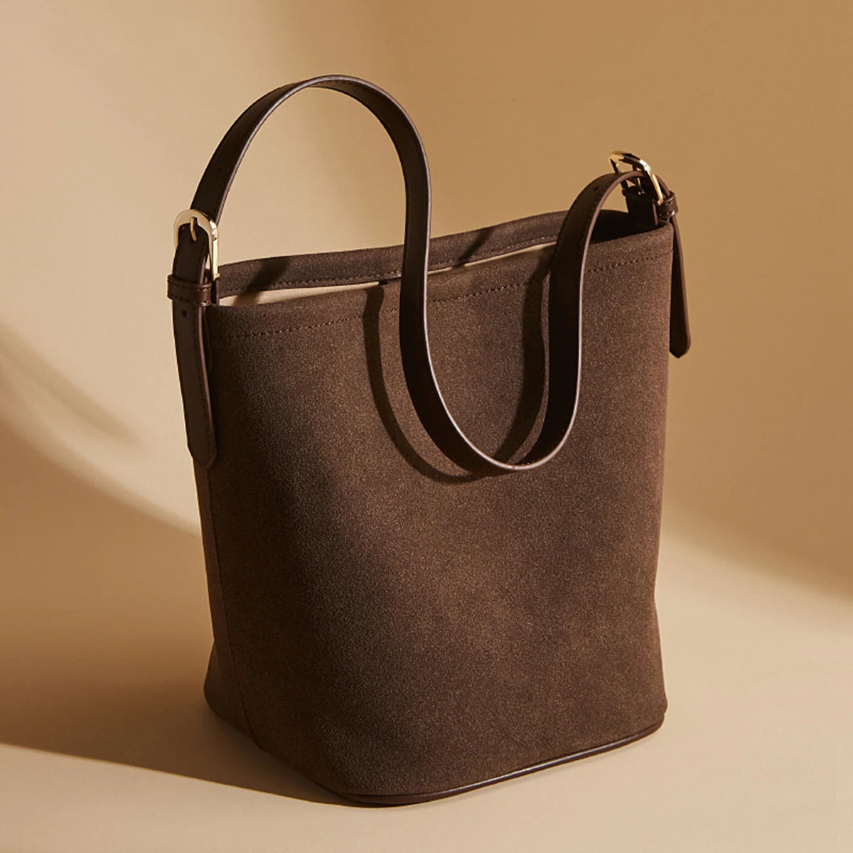 Women's PU Leather Shoulder Handbag – Suede Bucket Purse for Winter, Casual Style Trendha