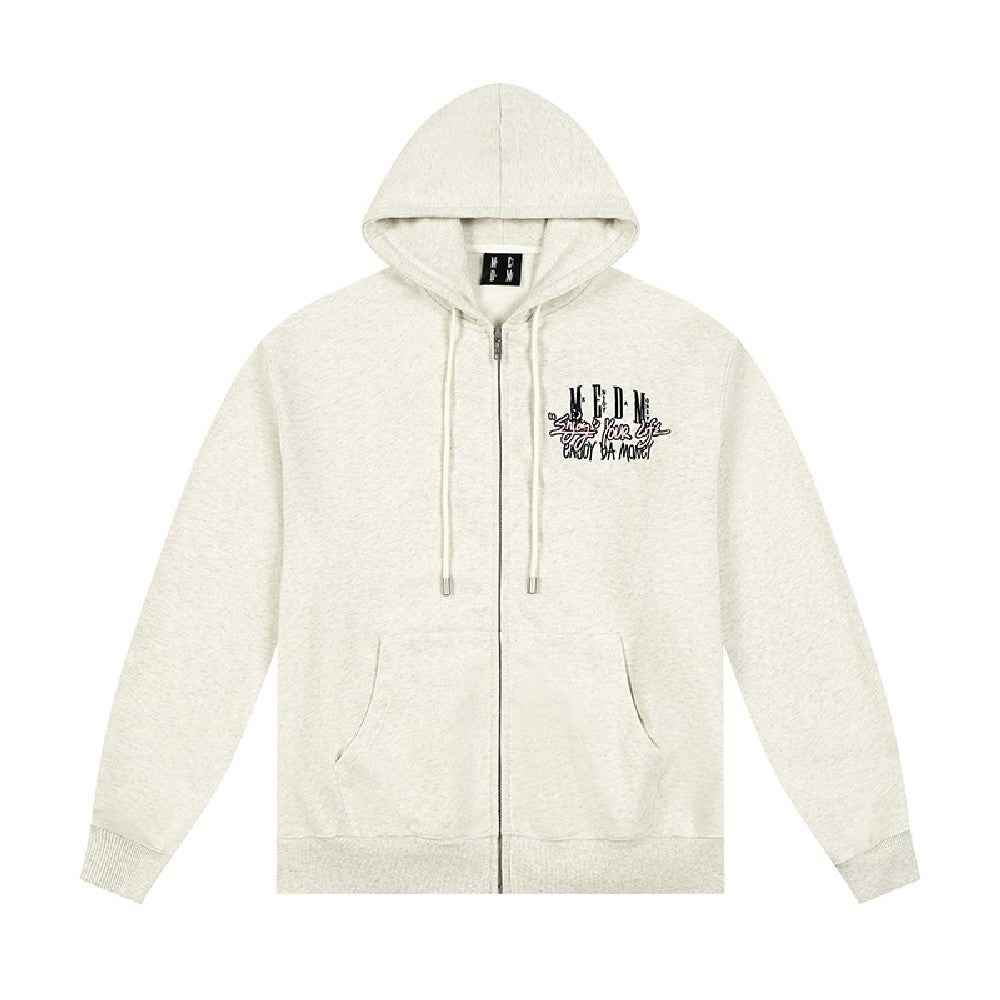 Zip-Up Hoodie With Enjoy Your Life Print