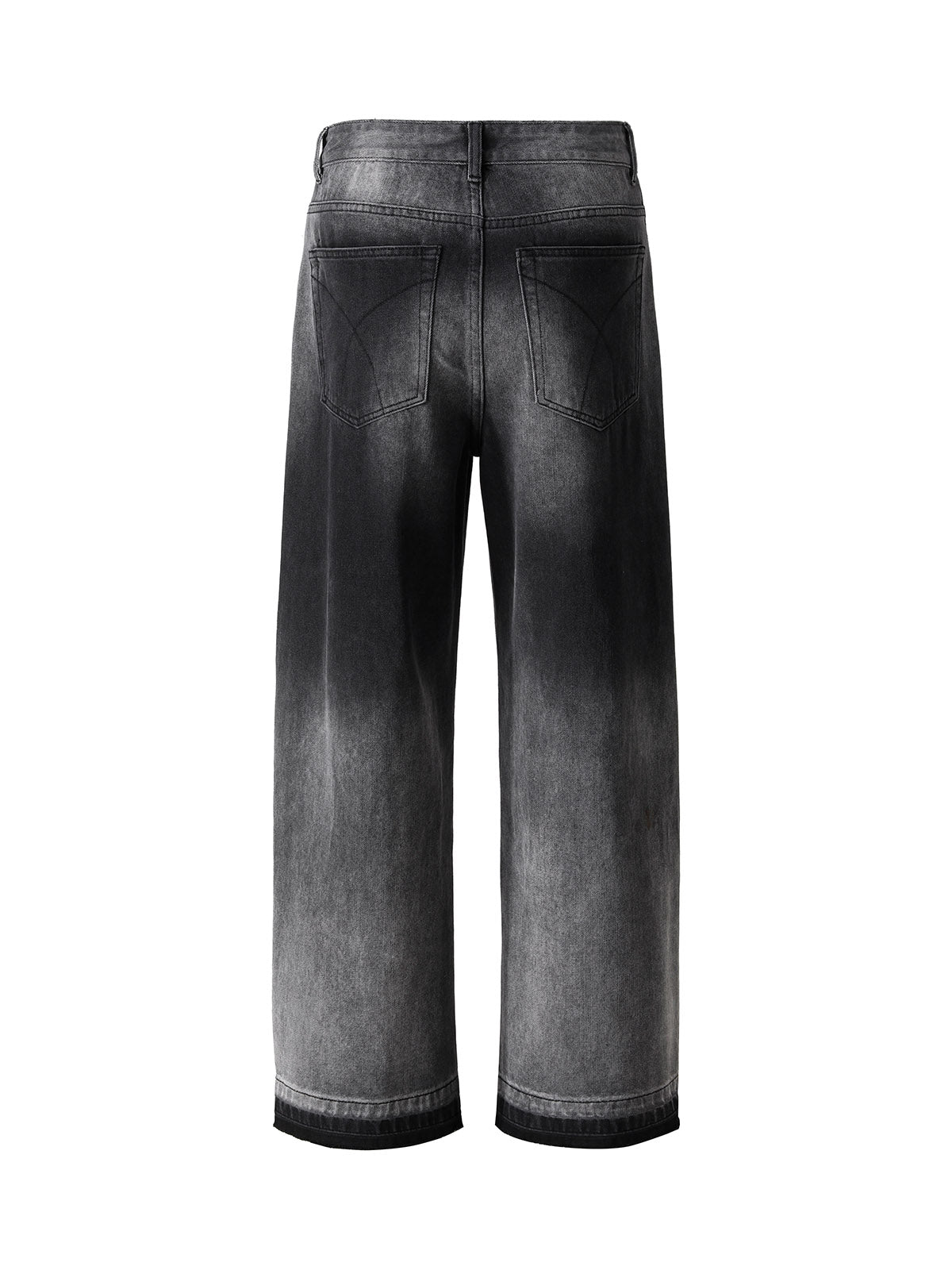 Washed Raw Edge Straight Jeans - Goatlv